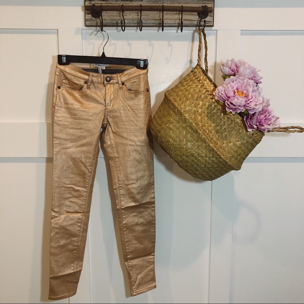 BCBGeneration Rose Gold Metallic Pants